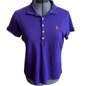 Ralph Lauren Purple Polo Shirt Orange Pony Logo Short Sleeve Preppy Classic Top
